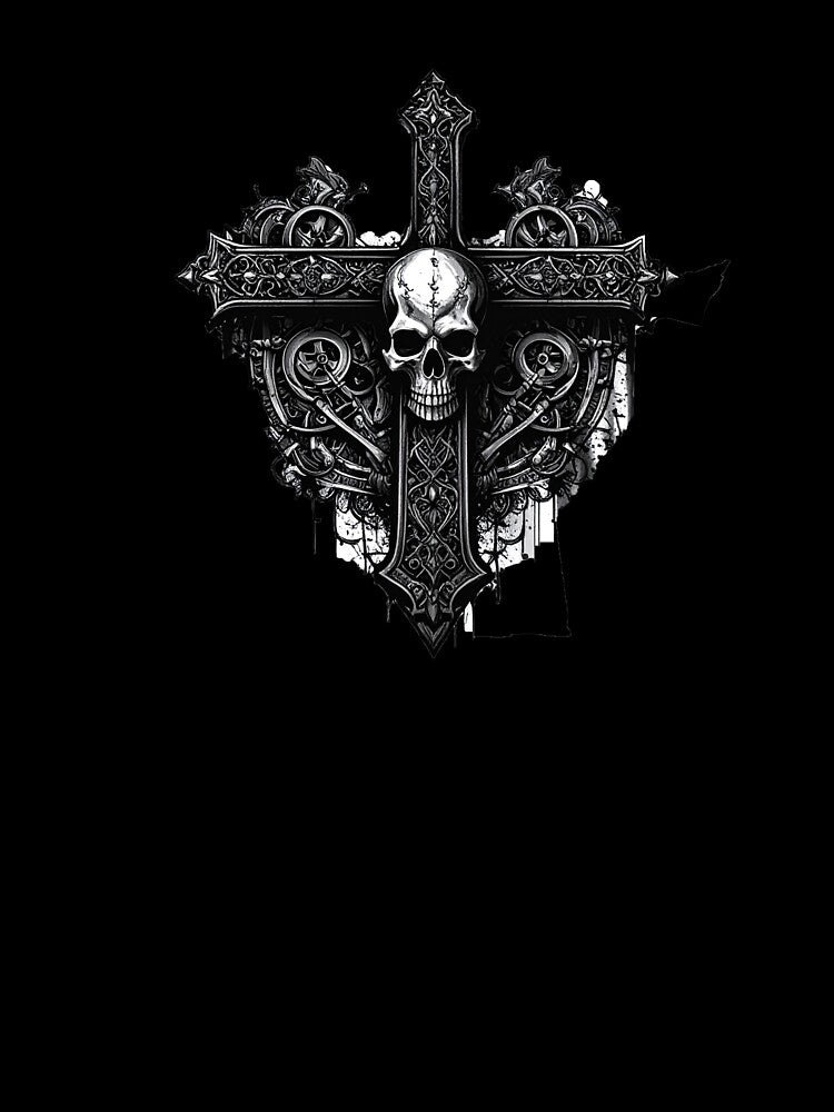 Gothic Skull Cross TEE Shirt by Shorfin
