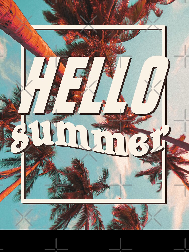 Hello Summer. 90s Aesthetic Vaporwave Beach with Palm Trees product by D-C-Designs