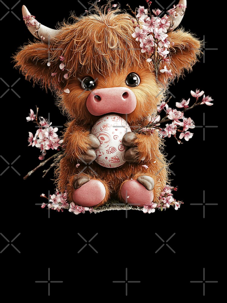 Cute Highland Cow with Egg by perijun
