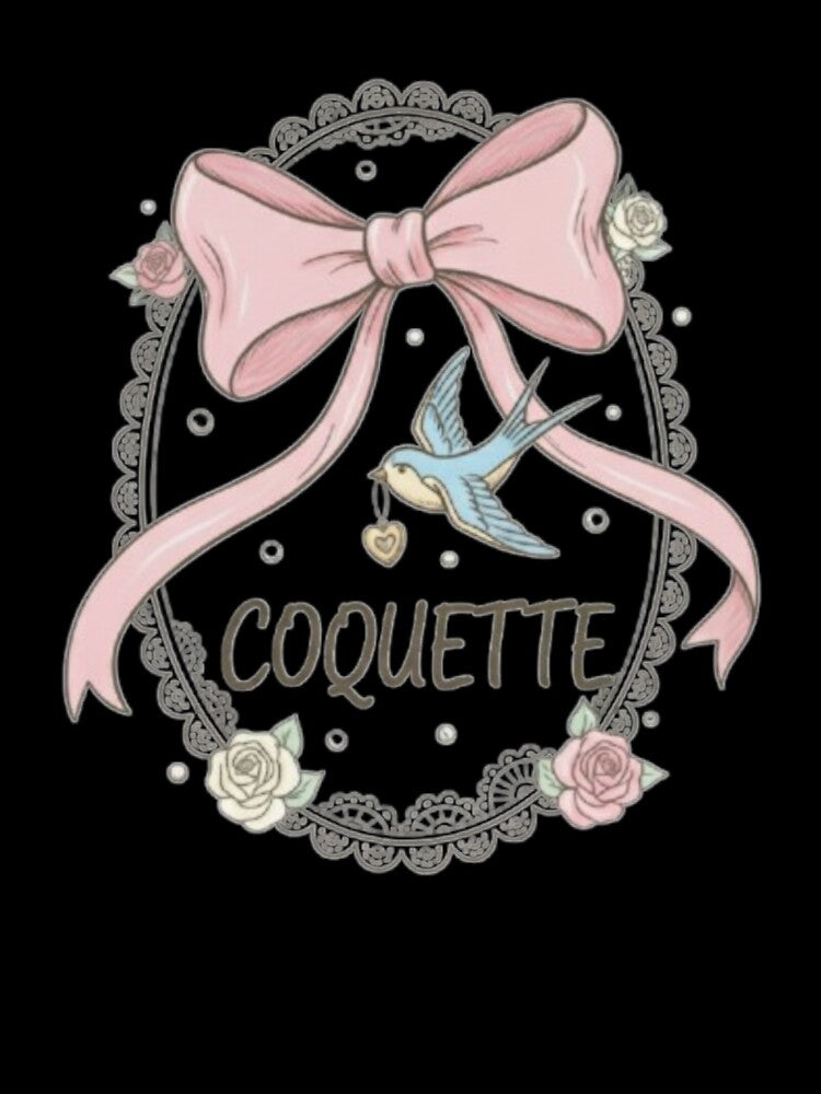 Coquette Aesthetic Bow and Bird with Heart | Soft Girl Lace Design. by musabadam2013
