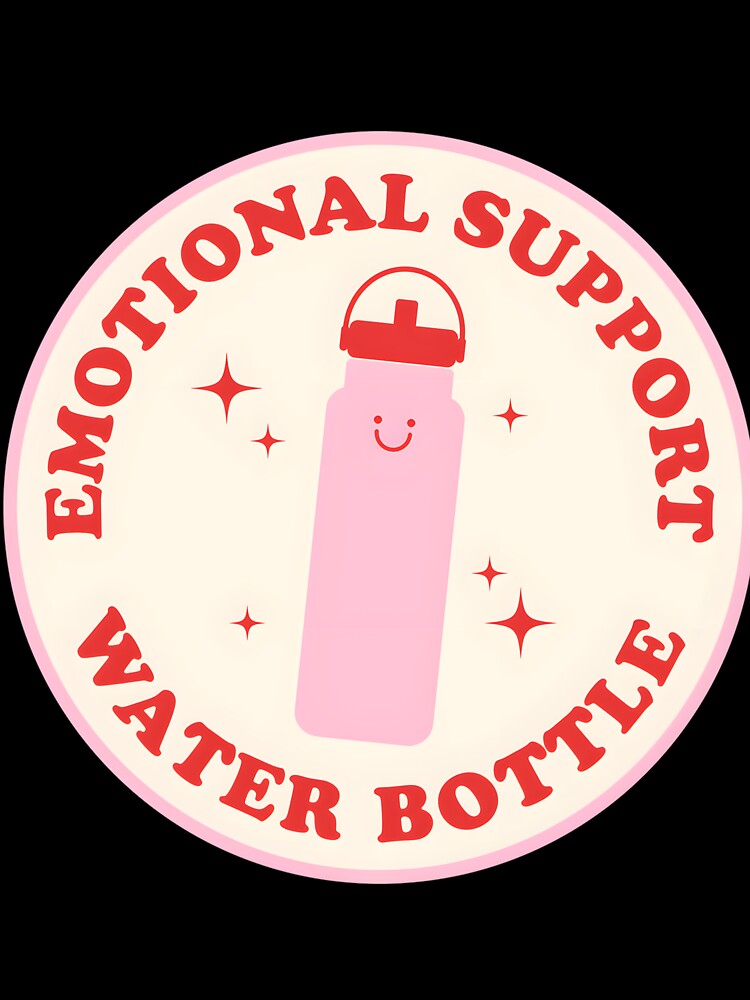 Emotional Support Water Bottle Sticker Red And Pink by SaulSalinas