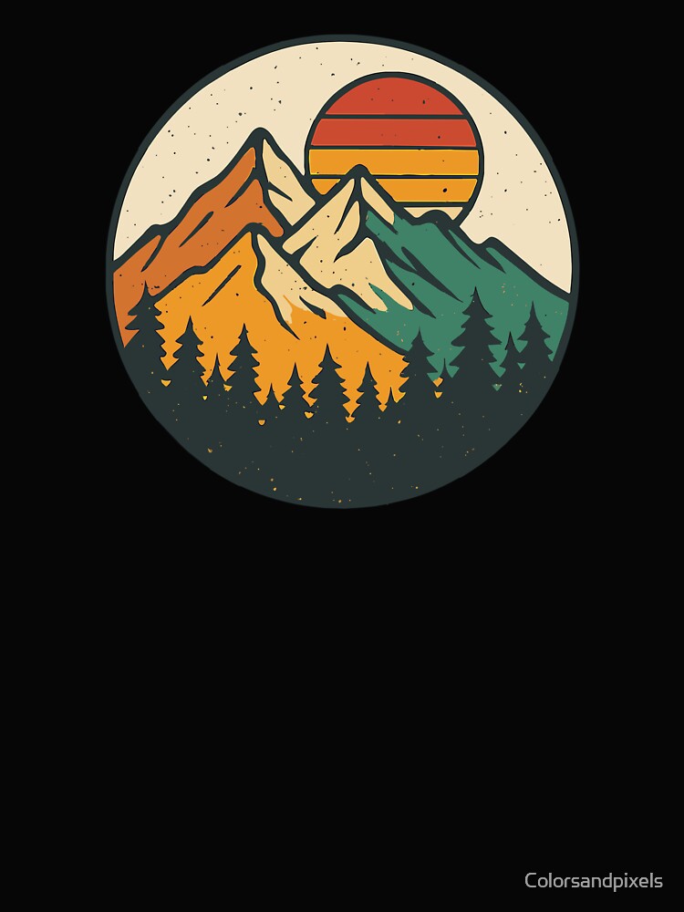 Retro Mountains with Trees by Colorsandpixels