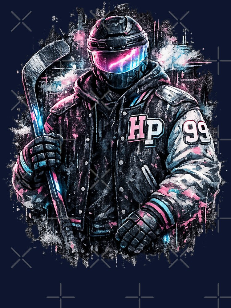 yber Hockey Futuristic Varsity Streetwear Shirt by EchoPrint Co.