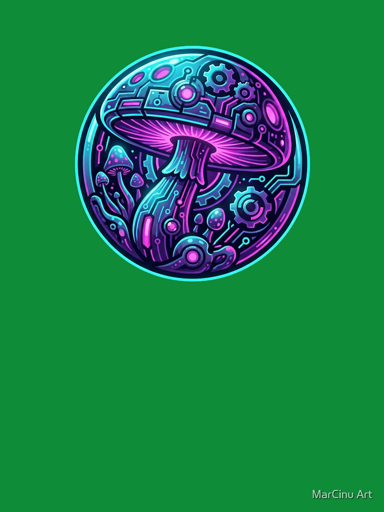 Neon Cyberpunk Mushroom Circuitry Glitch by MarCinu Art
