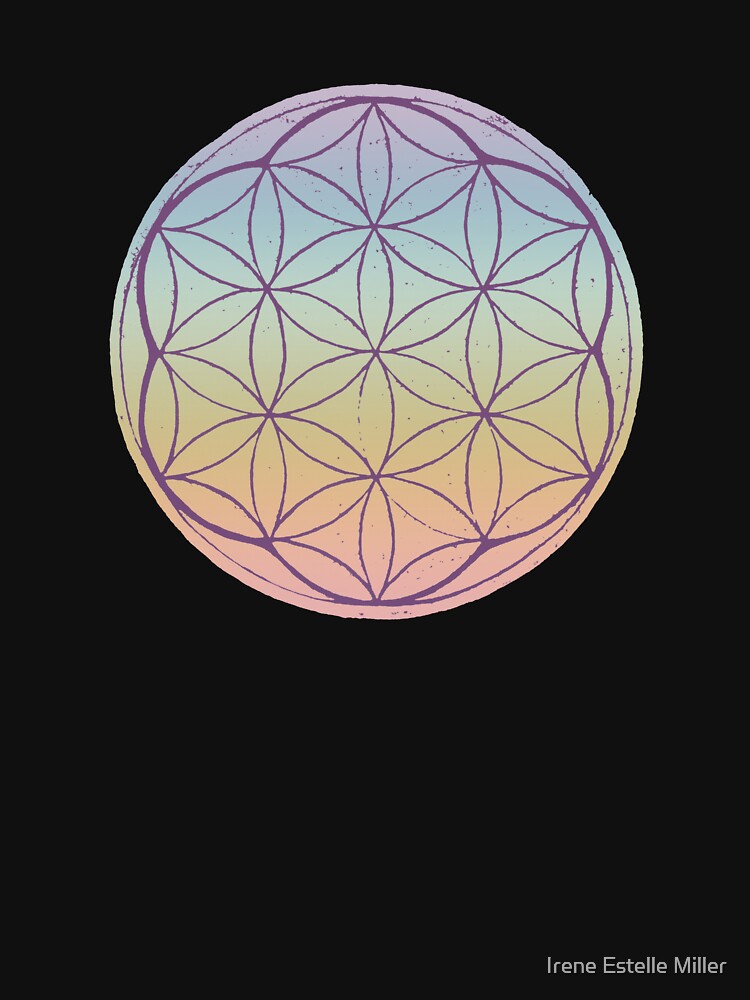 Flower of Life Linocut - Rainbow Sorbet + Plum by Irene Estelle