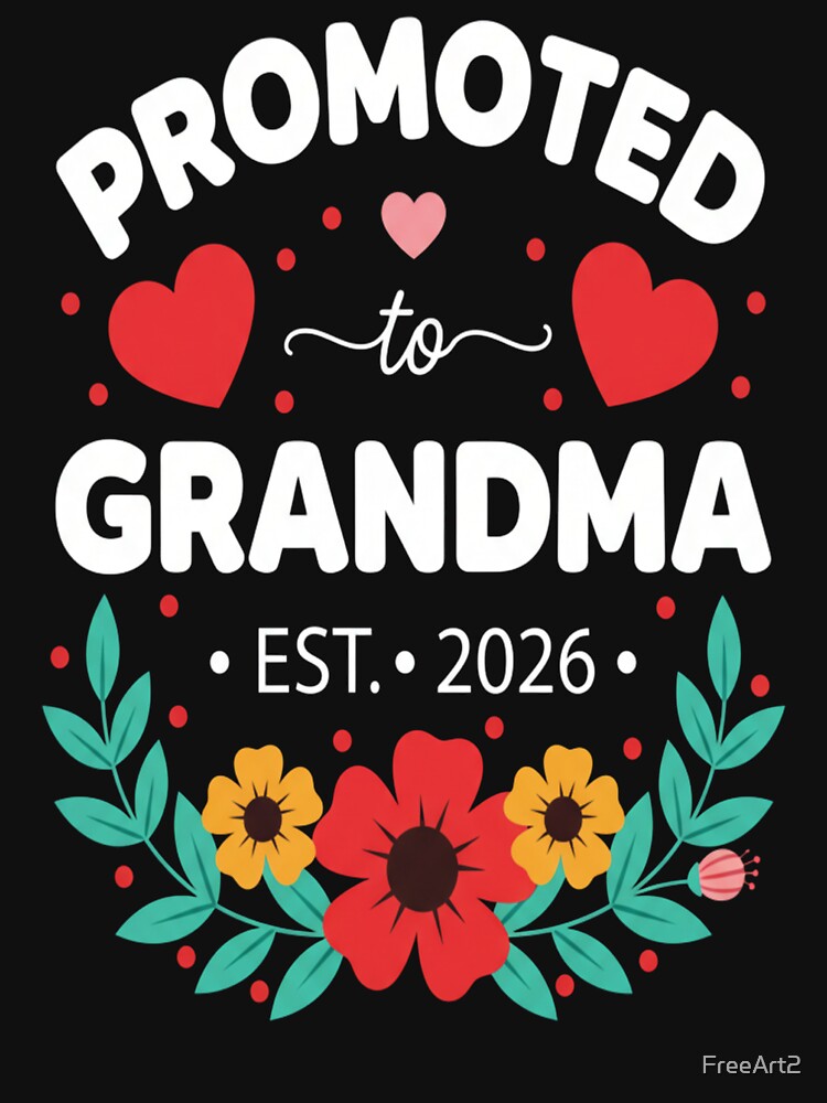 Promoted to Grandma EST 2026 Floral Announcement Gift by FreeArt2