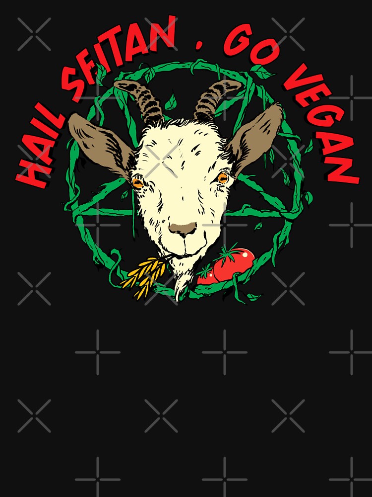Hail Seitan Go Vegan Pentagram Gothic Goat by aComicWizard