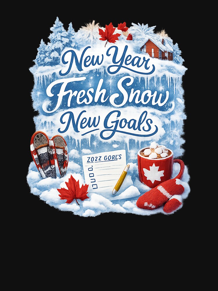 New Year, Fresh Snow, New Goals – Canadian Winter Maple Leaf Design by mocci10