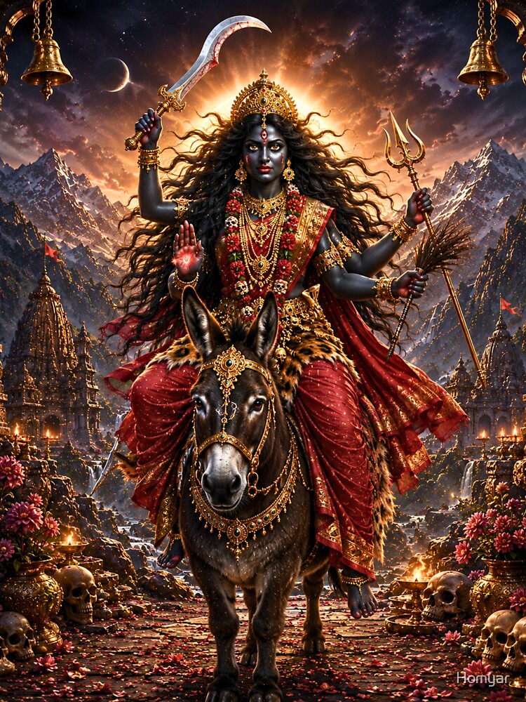Kalaratri Goddess Dark Divine Art | Fierce Navratri Dussehra Wall Decor | Kali Inspired Artwork by Homyar