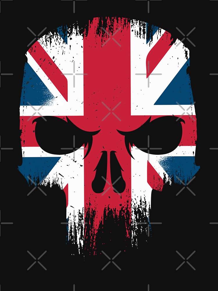 British Flag Souvenir Gift Country Skull United Kingdom by DadJokeDescript