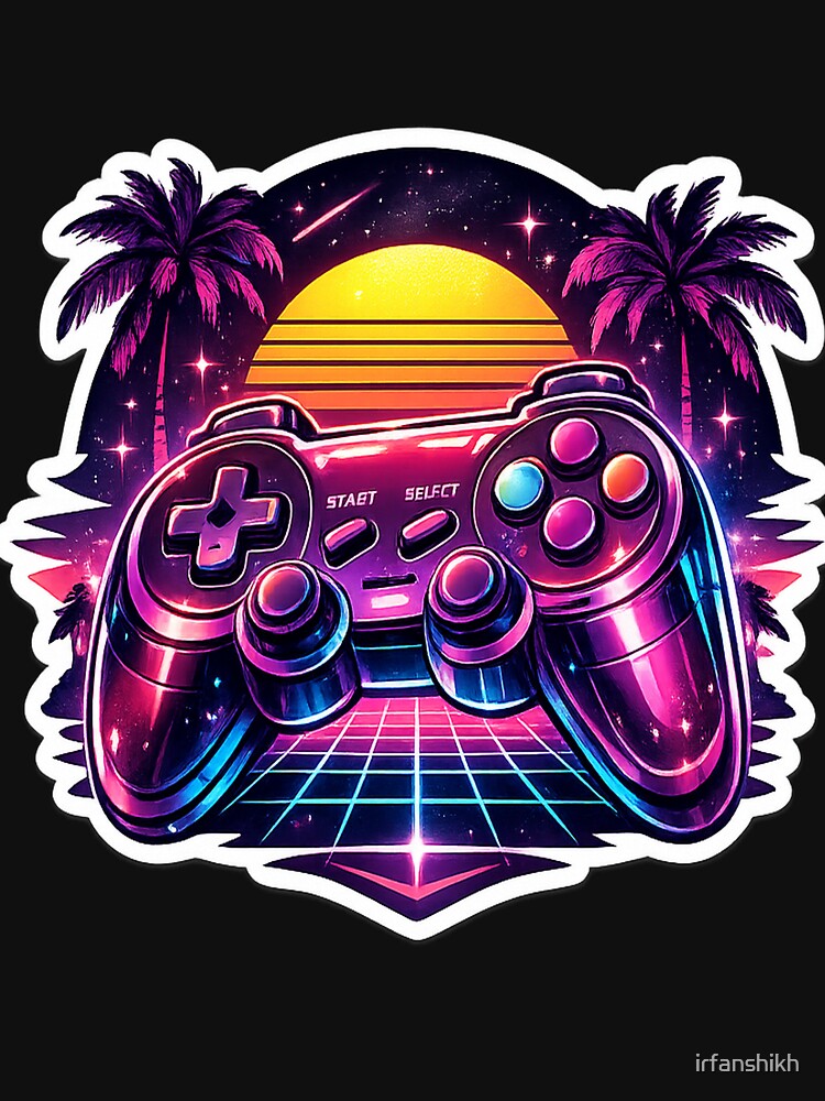 Retro Futuristic Gaming Controller Vaporwave Sticker | Synthwave Arcade Gamer Aesthetic by irfanshikh