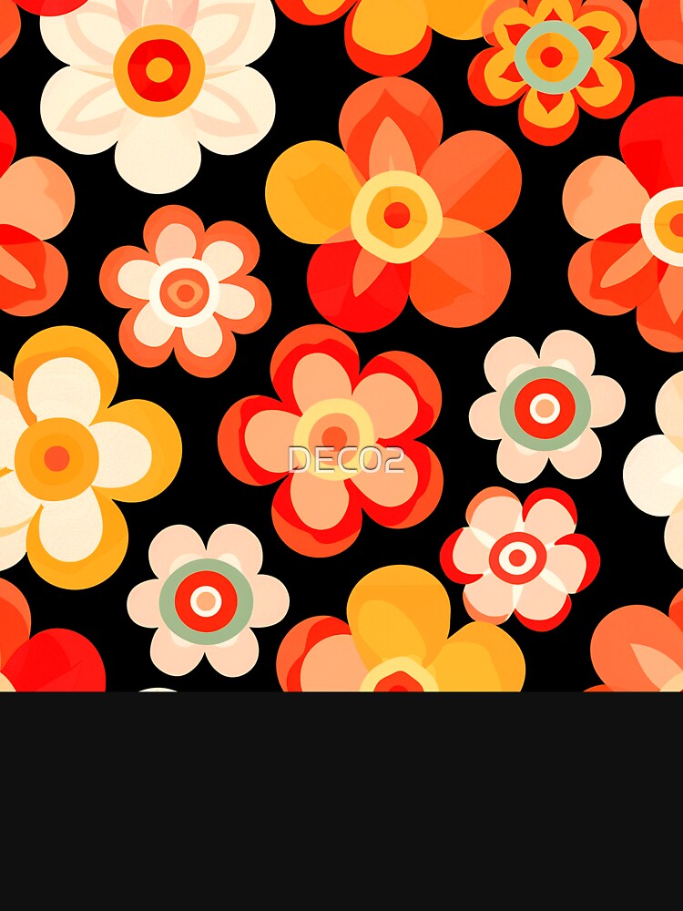 Retro 1960's Groovy Hippie Orange And Yellow Flowers by DEC02