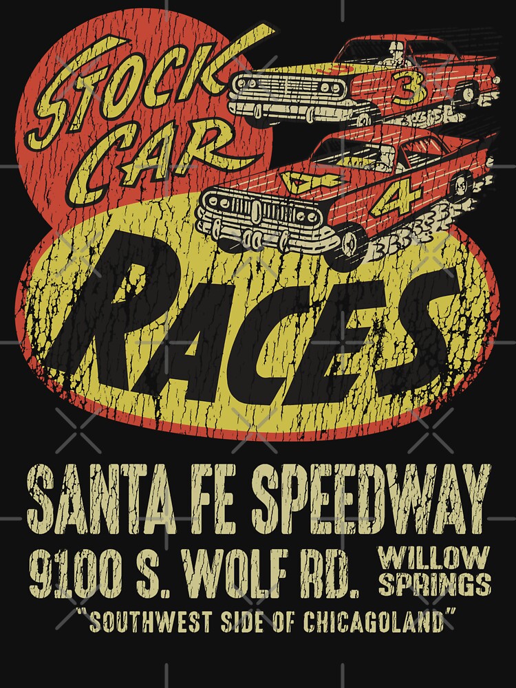 Stock Car races - Santa Fe Speedway, Willow Springs. Worn, aged print. by retropetrol