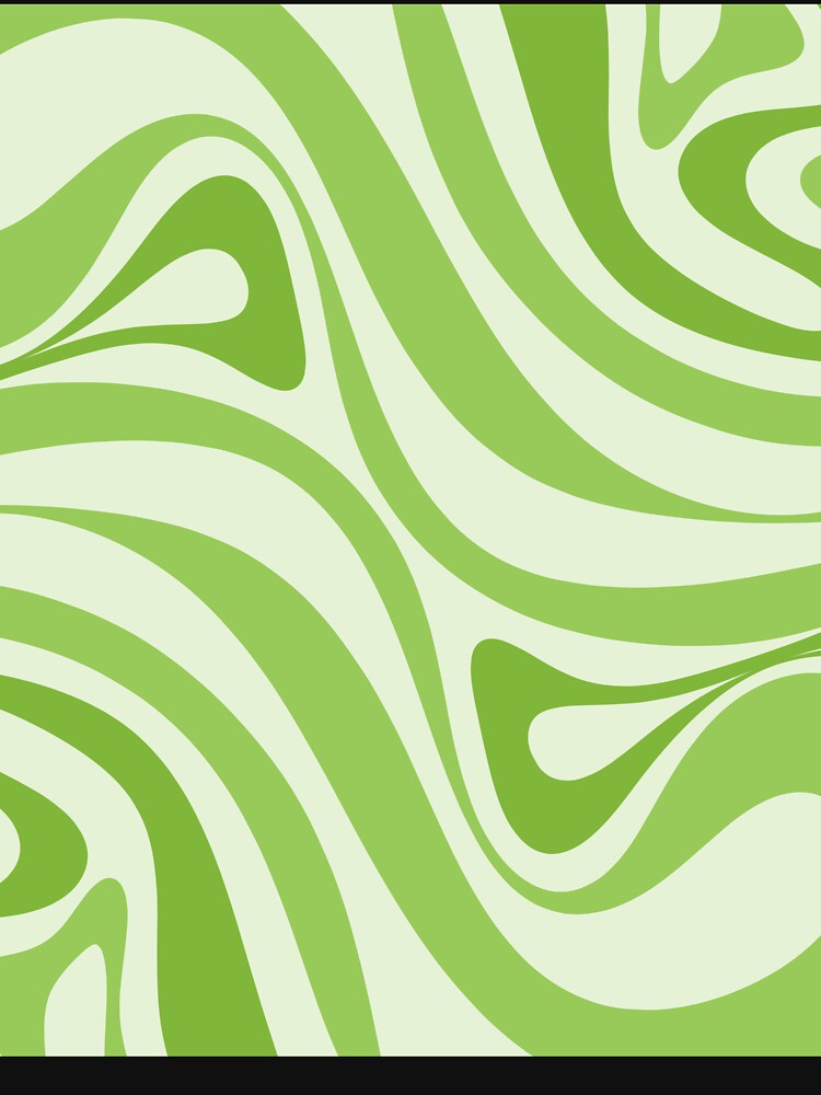 New Groove Retro Swirl Abstract Pattern Lime Green by kierkegaard