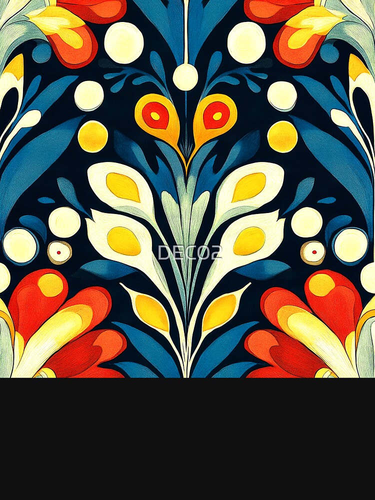 Boho-Inspired Blue, Yellow And Red Abstract Design by DEC02
