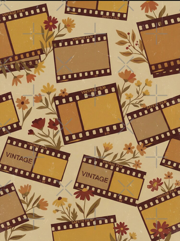 Vintage Film Strip Floral Pattern – Retro Cinematic Aesthetic by KAYJAY DESIGNS