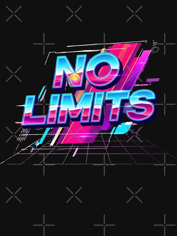 No Limits Retro Synthwave Motivational T-Shirt by MofazStyle