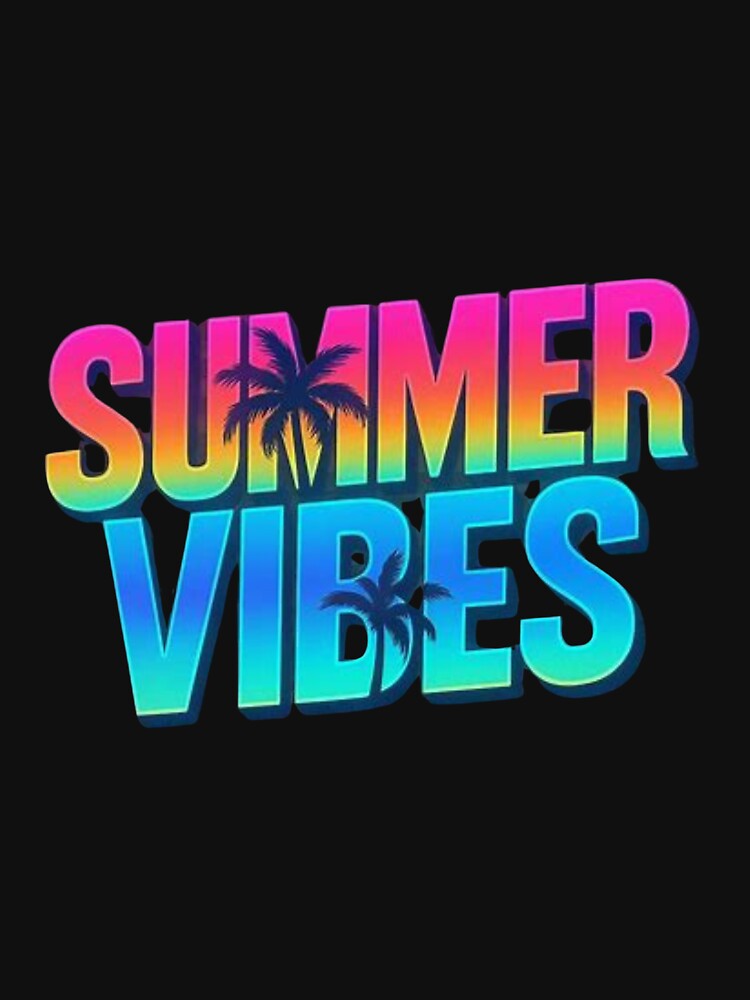 Summer Vibes Retro 80s Neon Typography T-Shirt by StudioKarim