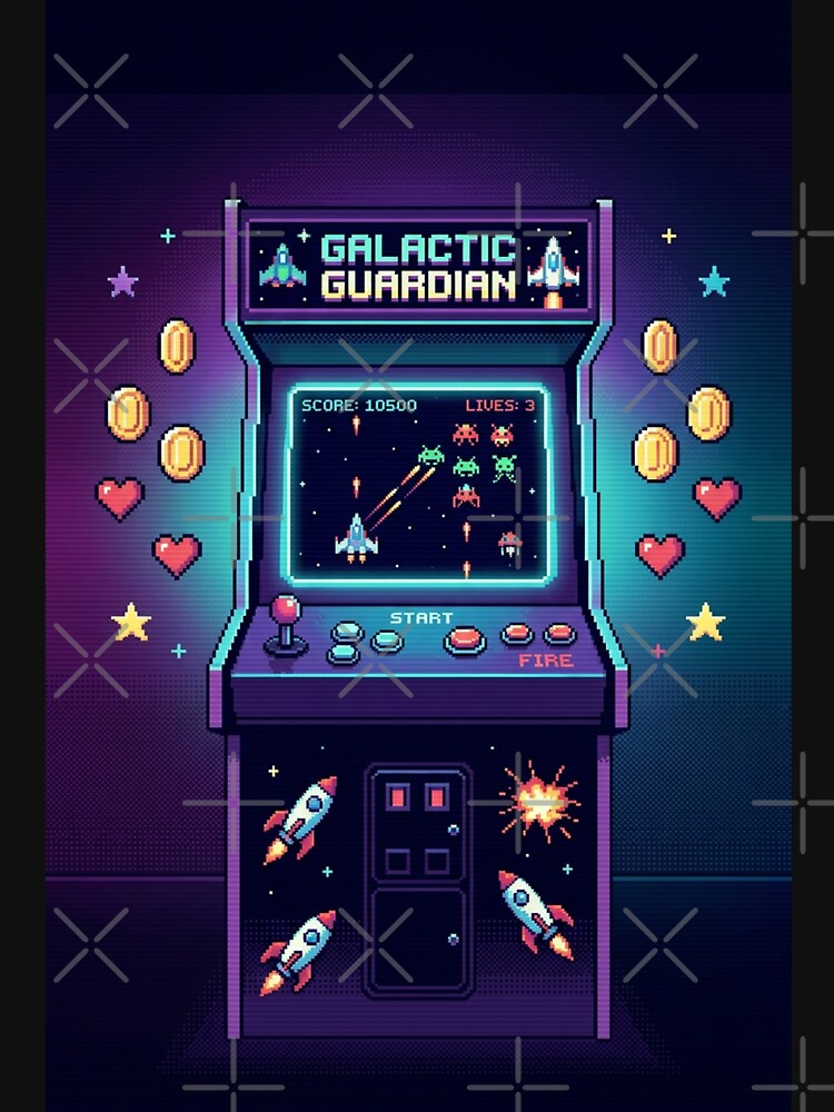 Retro Arcade Pixel Art — Vintage 80s Gaming Cabinet | Synthwave Gamer Gift by spectomine