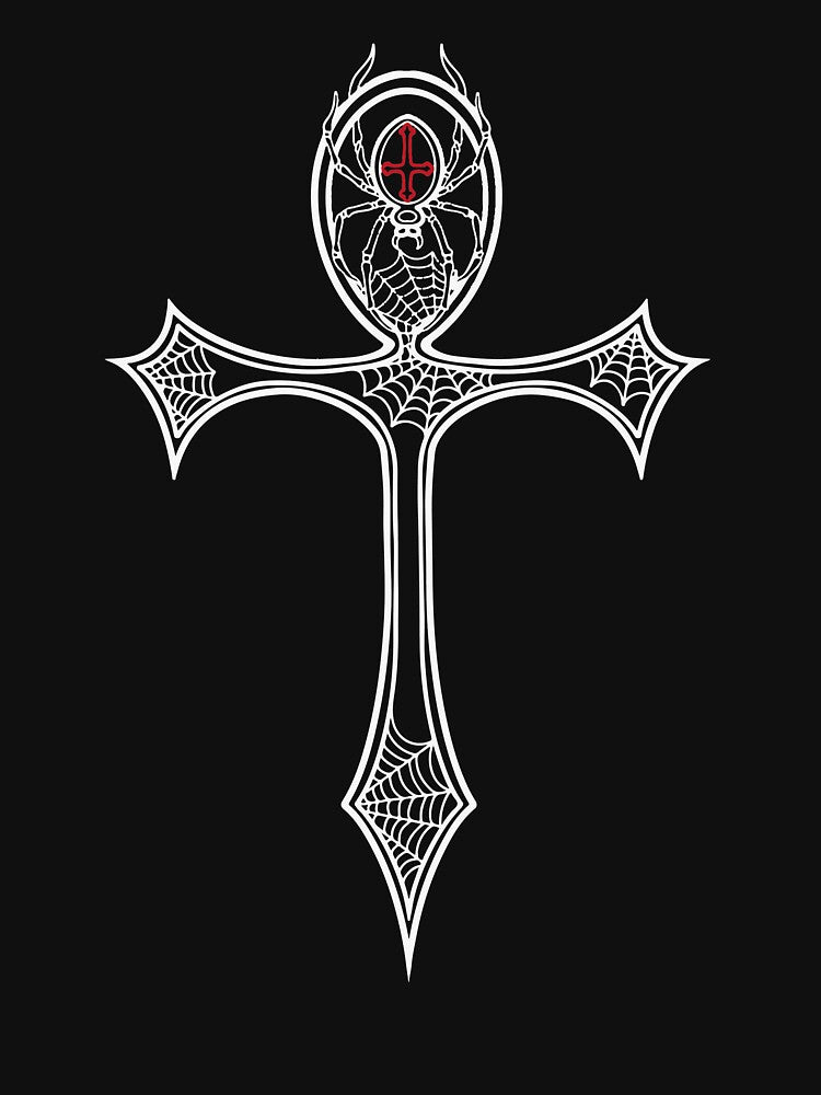 Egyptian and Gothic Symbol Ankh With Cross Spider Goth by FalkDania