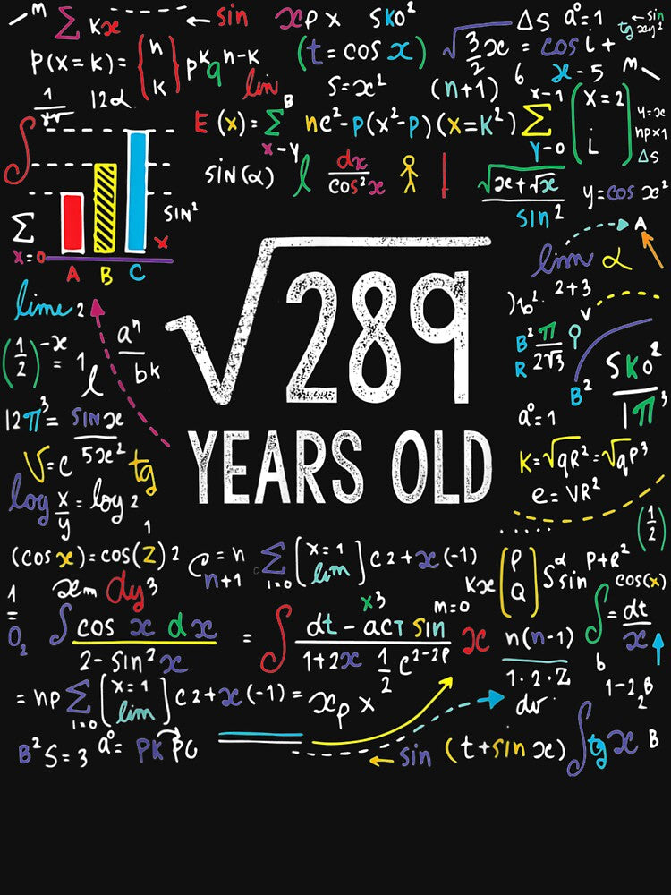 Square Root Of 289 17Th Birthday 17 Year Old Gifts Math Bday by AngieLuvsU
