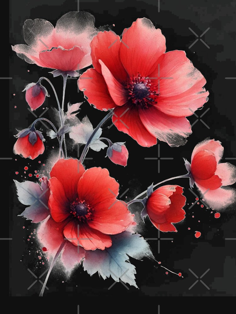 Red Poppies Flowers watercolor by Monika Howarth