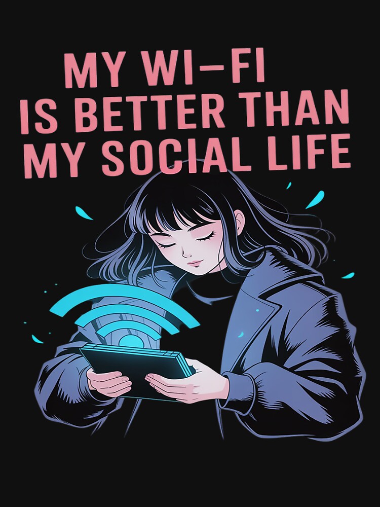 Vaporwave Anime Girl My Wi-Fi Better Than My Social Life by skanderio