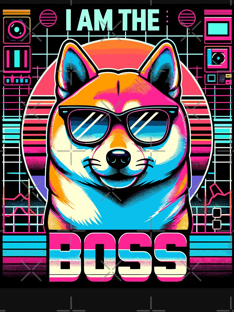 Shiba I am the Boss Vaporwave theme retro by YokujinDesign