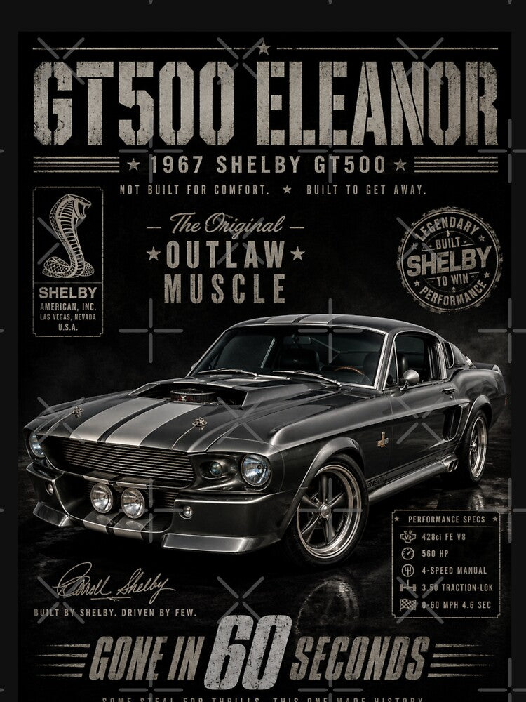 1967 Shelby GT500 Eleanor Gone in 60 Seconds Classic Muscle Car Vintage Art by TheArtOfCar