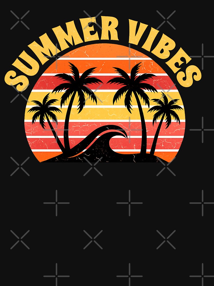 Retro Summer Vib Sunset Palm Trees Wave Vintage Aesthetic Beach Design by MartBook