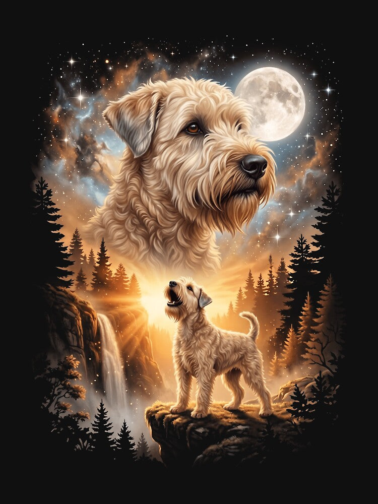 Soft Coated Wheaten Terrier Howling Moon Art Dog Mom Dad Lover by dian-rody-crest