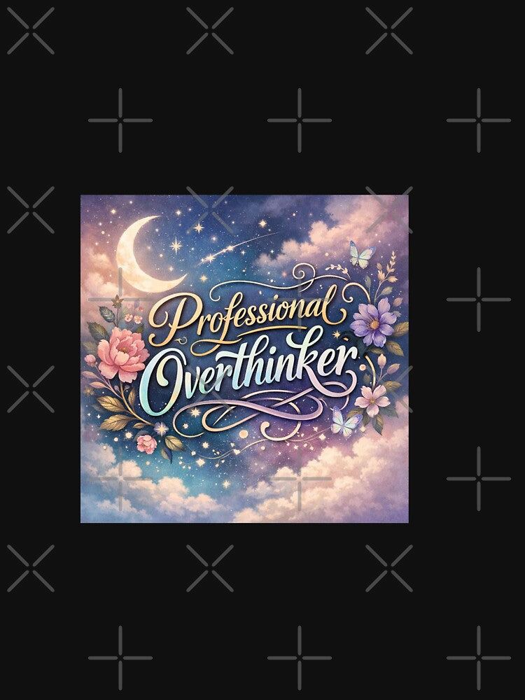 Professional Overthinker Aesthetic Quote – Dreamy Celestial Typography Design by Sanika arts