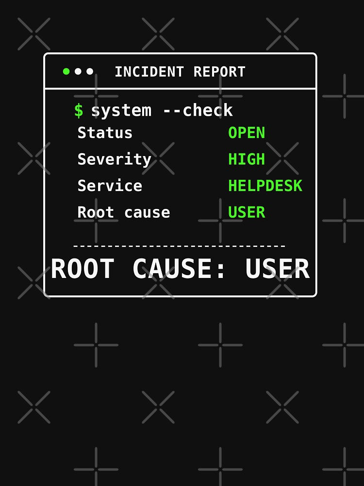 Root Cause: User – Funny IT Incident Report Design by dude-sign