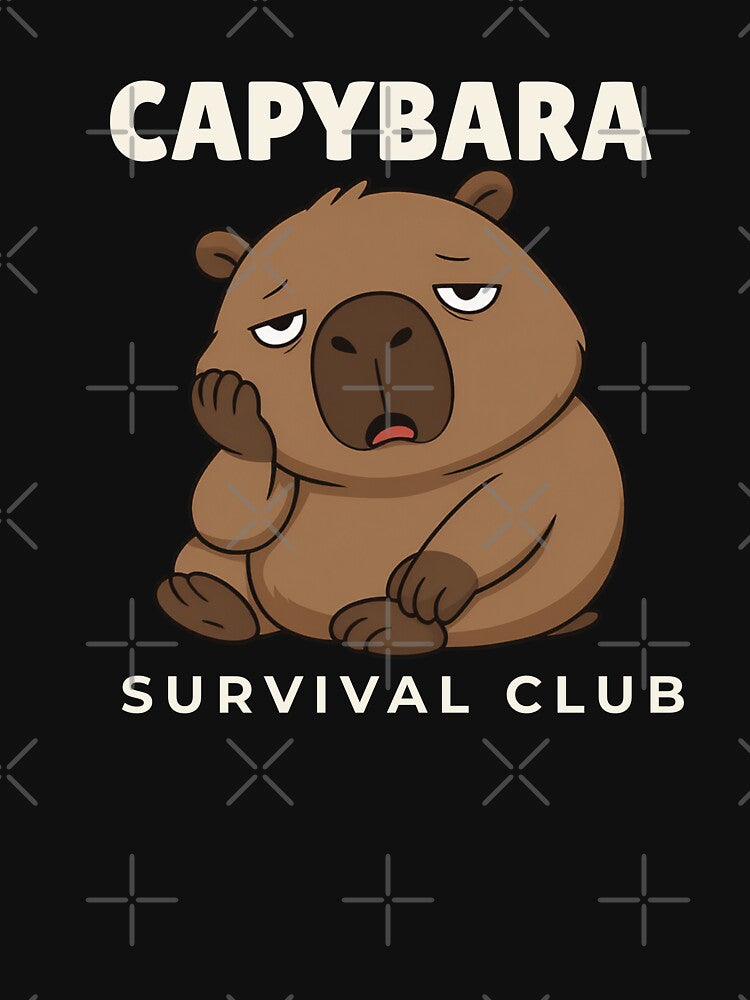 Sleepy Capybara Survival Club – Cute Cozy Capybara Mascot - Dark Version by SimplyDraftShop