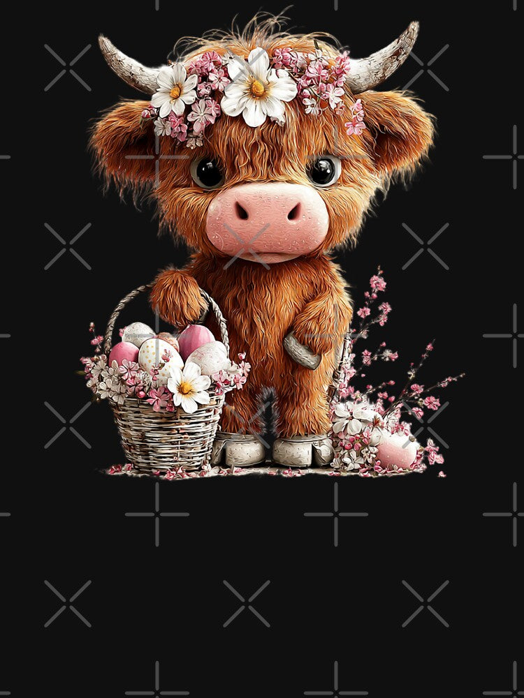 Flower-Crowned Baby Cow with Basket by perijun