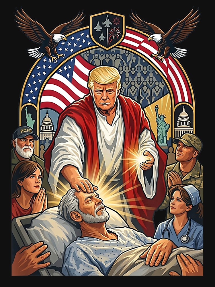 Trump as Jesus Graphic Trump Patriotic US Flag Eagle by MidzzSky