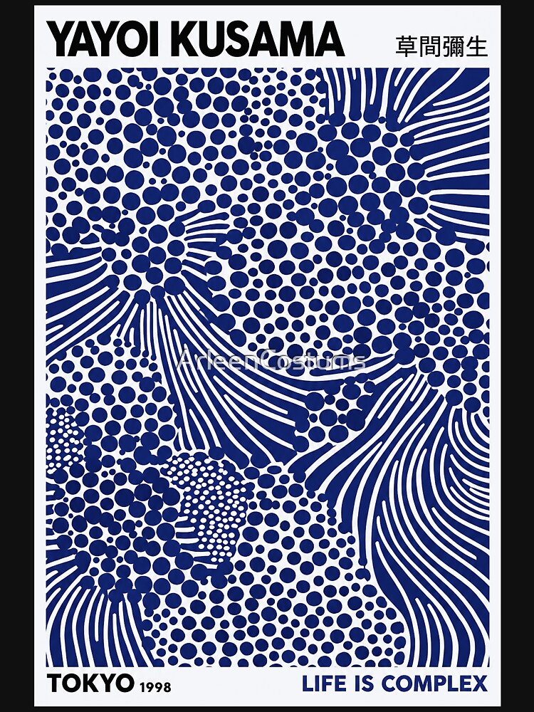 Yayoi Kusama Life is Complex Poster 1998 - Blue White Dots Wall Art Print, Tokyo Abstract Decor by ArleenCostums