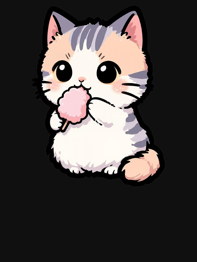 Cute Cotton Candy Kitten Pastel Rainbow Foodie Cat T-Shirt by Nuttajak