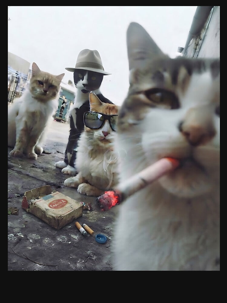 Cats Smoking Cigarette Funny Gangster Cat Life Meme by DarrinReilly