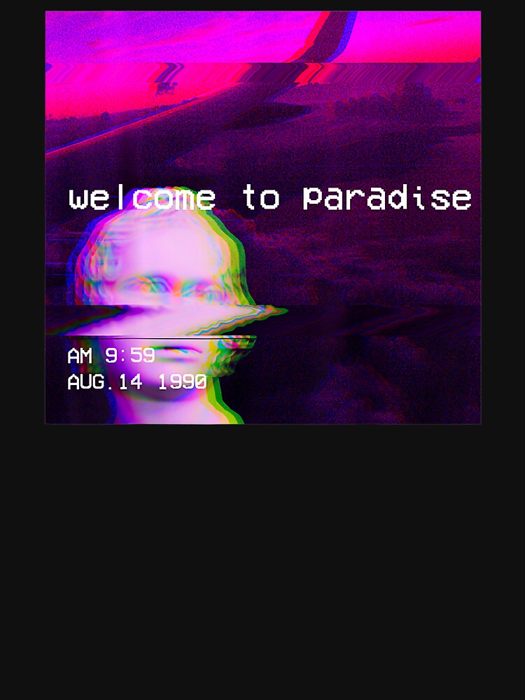 Vaporwave Aesthetic Art Glitch 90s Nostalgic Welcome To Paradise by Hitagivapor