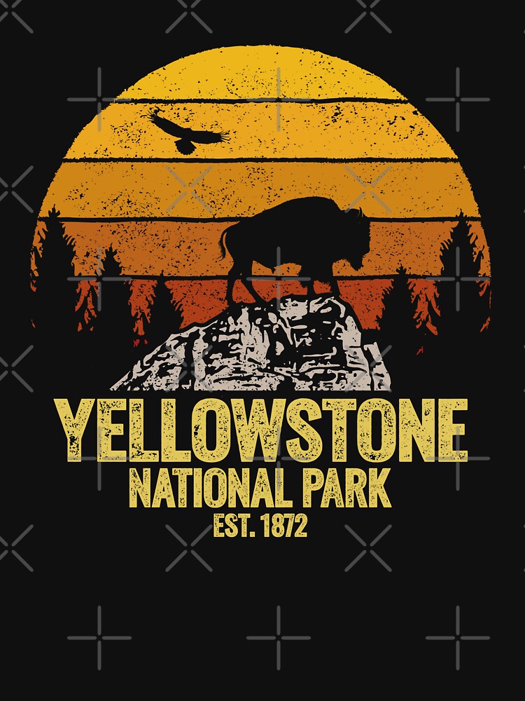 Yellowstone National Park Wyoming Buffalo Bison Vintage by Otakso