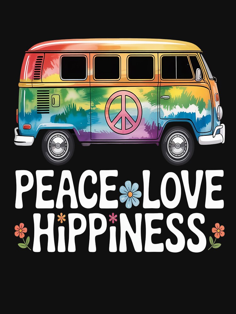 Peace Love Hippiness Rainbow Peace Symbol Flowers by HORIZBoutique