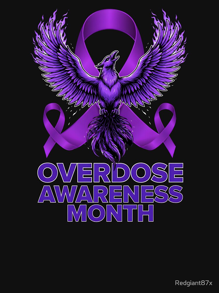 Overdose Awareness Month Overdose Survivors Drug Addiction Ribbon Strength by Redgiant87x