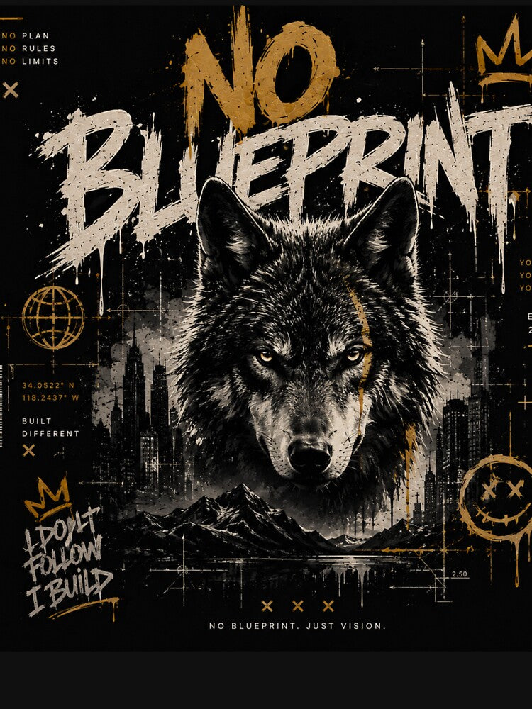 No Blueprint – Wolf Edition | Urban Streetwear Design by UrbanSwagFlow