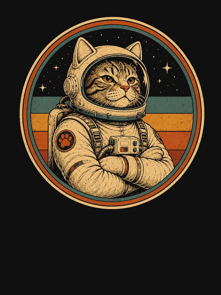 Retro Cat Astronaut Space Adventure Vintage Cosmic Explorer by Moizento