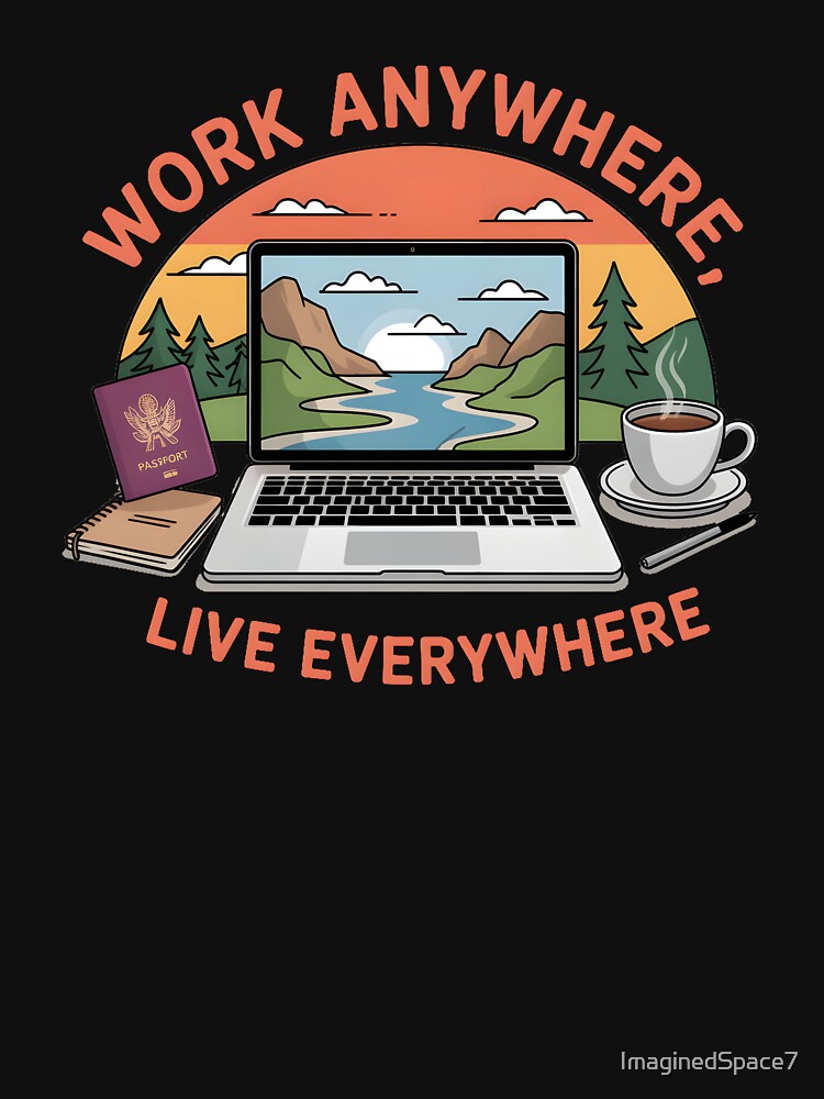Work Anywhere Live Everywhere – Digital Nomad Lifestyle Shirt by ImaginedSpace7