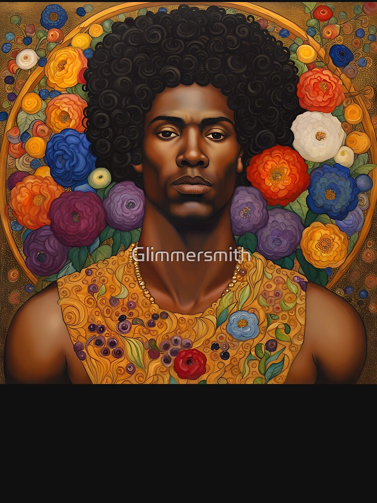 Beautiful Black Man with Flowers by Glimmersmith