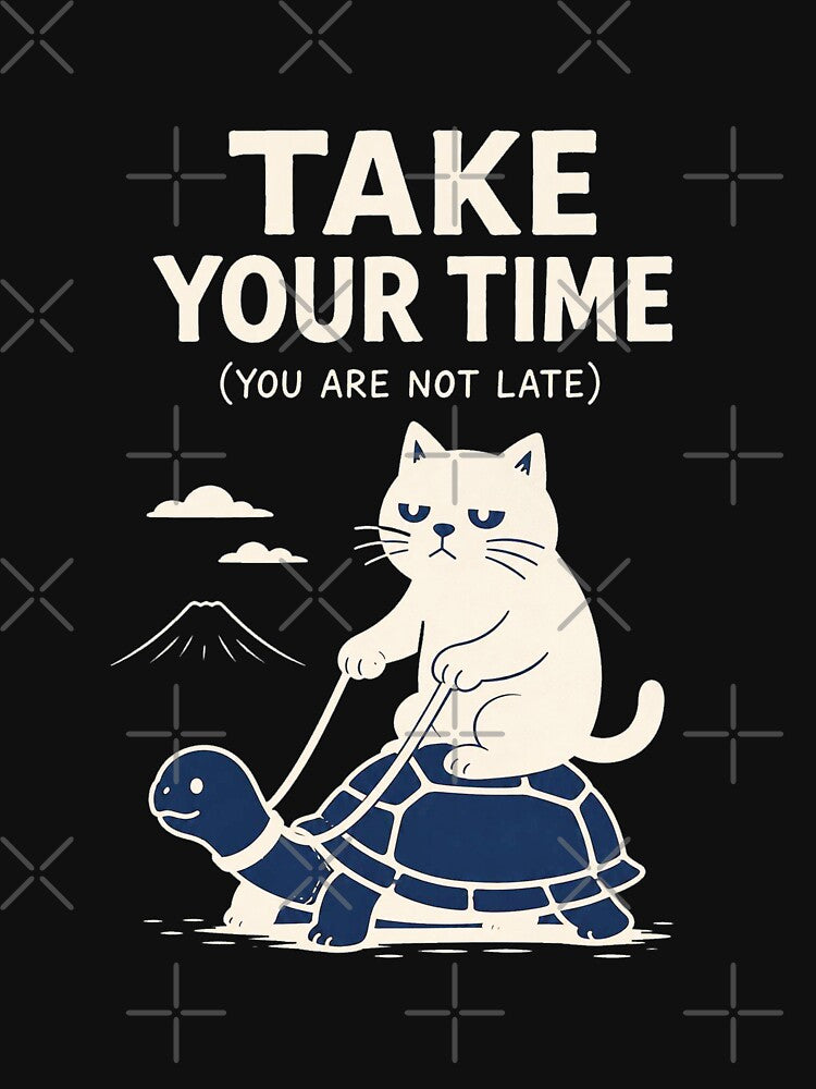 Cat Riding Snail — "Slow Is Still Progress" by Mystic & Celestial Art