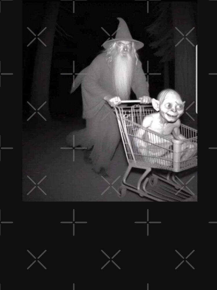Funny Shopping Cart Meme Gandalf Pushing Gollum by RamblingerArt