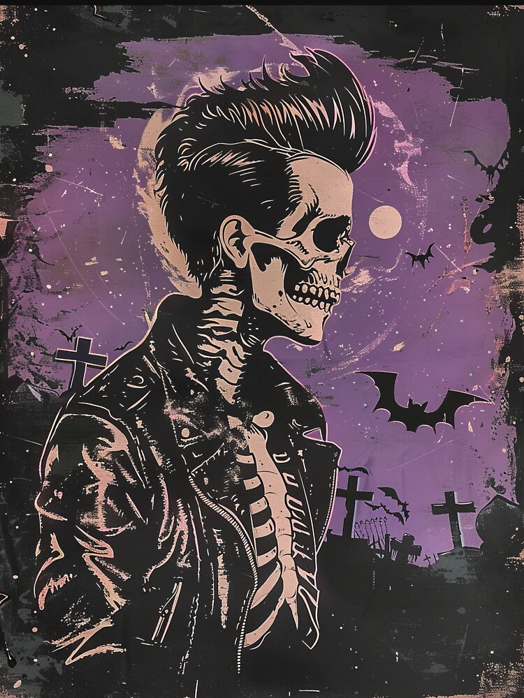 Pompadour Skeleton Rises Again by Retro Type